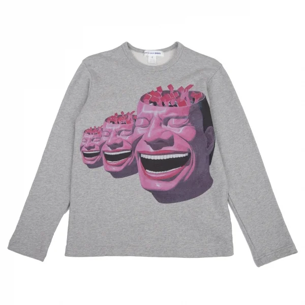 コムデギャルソン シャツCOMME des GARCONS SHIRT Yue Minjun フェイスグラフィックプリントスウェット 杢グレーS K-99430_001