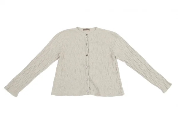ワイズY's コットンリネン柄織りデザインカーディガン グレーベージュM位 K-99491_002