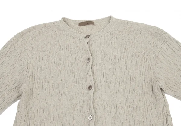 ワイズY's コットンリネン柄織りデザインカーディガン グレーベージュM位 K-99491_003