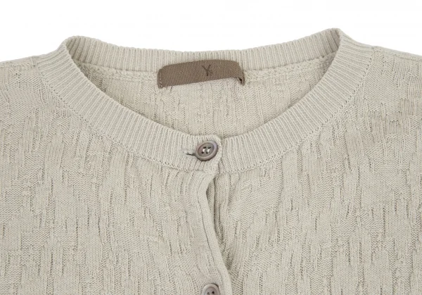 ワイズY's コットンリネン柄織りデザインカーディガン グレーベージュM位 K-99491_004