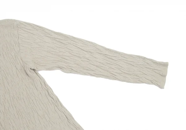 ワイズY's コットンリネン柄織りデザインカーディガン グレーベージュM位 K-99491_005