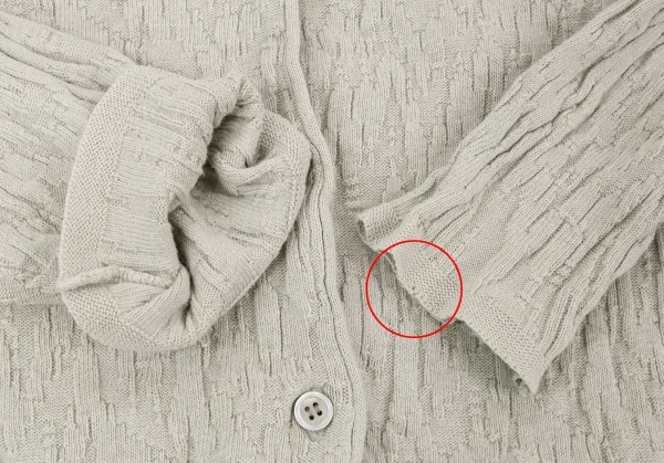 ワイズY's コットンリネン柄織りデザインカーディガン グレーベージュM位 K-99491_006