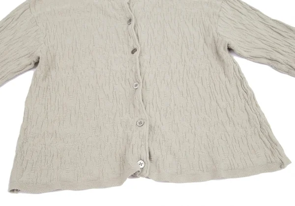 ワイズY's コットンリネン柄織りデザインカーディガン グレーベージュM位 K-99491_008