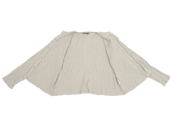 ワイズY's コットンリネン柄織りデザインカーディガン グレーベージュM位 K-99491_009