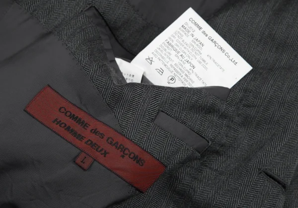 コムデギャルソン オムドゥCOMME des GARCONS HOMME DEUX ウール混ヘリンボーン織り3Bジャケット グレーL K-99505_018