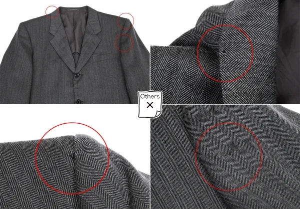 コムデギャルソン オムドゥCOMME des GARCONS HOMME DEUX ウール混ヘリンボーン織り3Bジャケット グレーL K-99505_002