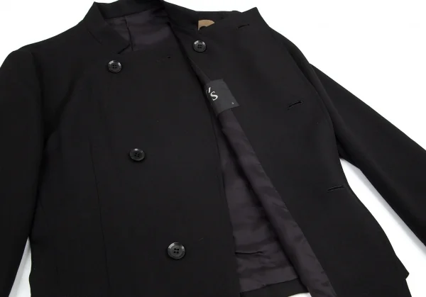 ワイズY’s ウールギャバナンバリング抜染スタンドカラージャケット 黒3 K-99511_010