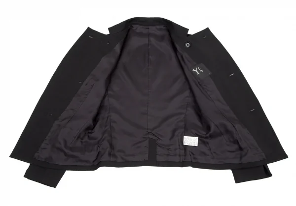 ワイズY’s ウールギャバナンバリング抜染スタンドカラージャケット 黒3 K-99511_011