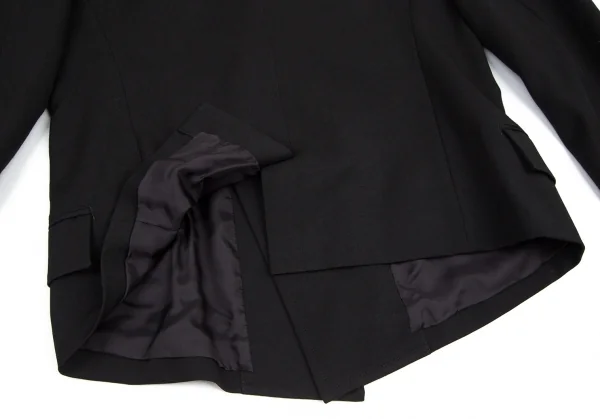ワイズY’s ウールギャバナンバリング抜染スタンドカラージャケット 黒3 K-99511_014