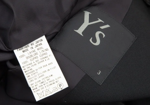 ワイズY’s ウールギャバナンバリング抜染スタンドカラージャケット 黒3 K-99511_016