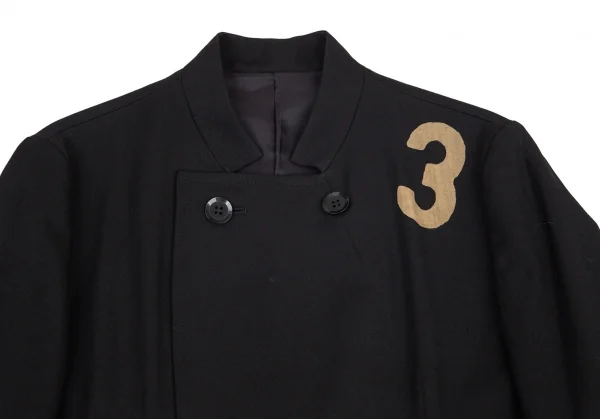 ワイズY’s ウールギャバナンバリング抜染スタンドカラージャケット 黒3 K-99511_003
