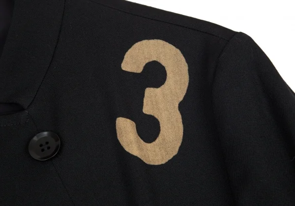 ワイズY’s ウールギャバナンバリング抜染スタンドカラージャケット 黒3 K-99511_005
