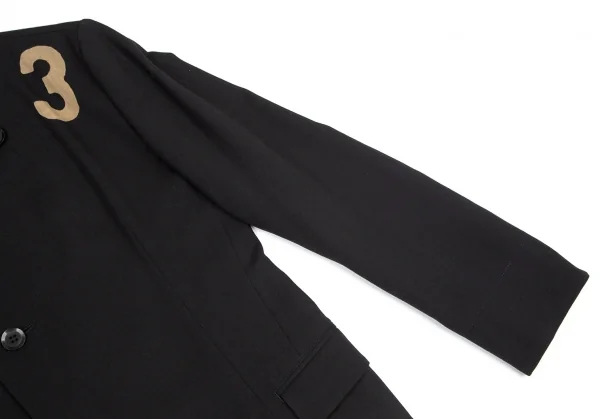 ワイズY’s ウールギャバナンバリング抜染スタンドカラージャケット 黒3 K-99511_006