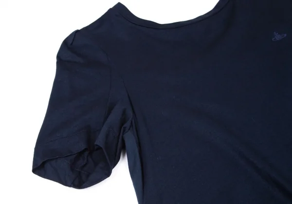 ヴィヴィアンウエストウッド レッドレーベルVivienne Westwood Red Label オーブワンポイント刺繍バックプリーツ切替Tシャツ 紺2 K-99597_004