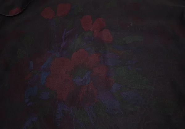 ドリスヴァンノッテンDRIES VAN NOTEN フラワープリントシルクシフォンギャザーフリル切替トップス 黒36 K-99601_015