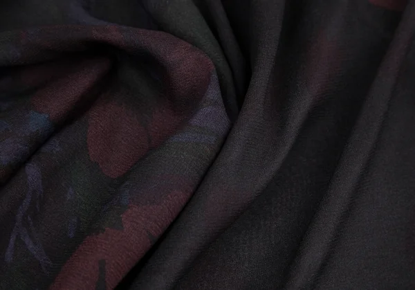 ドリスヴァンノッテンDRIES VAN NOTEN フラワープリントシルクシフォンギャザーフリル切替トップス 黒36 K-99601_017