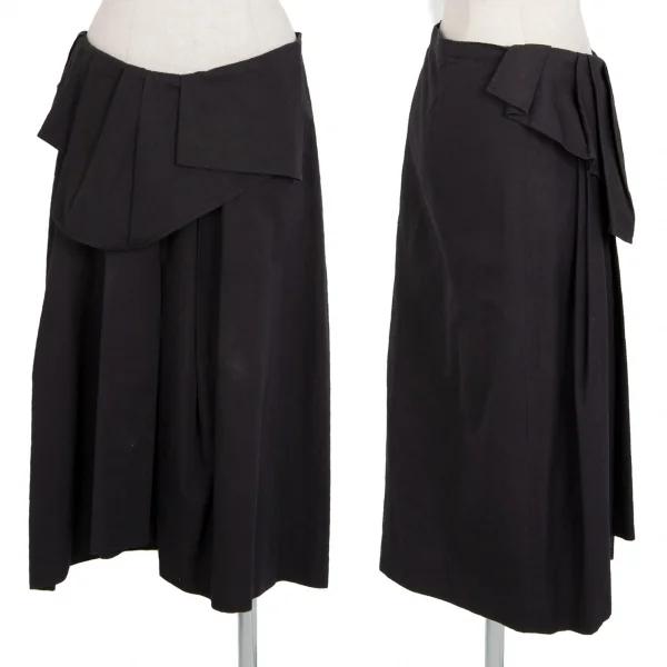 ドリスヴァンノッテンDRIES VAN NOTEN コットンリネンドレーププリーツスカート 紺38 K-99603_001