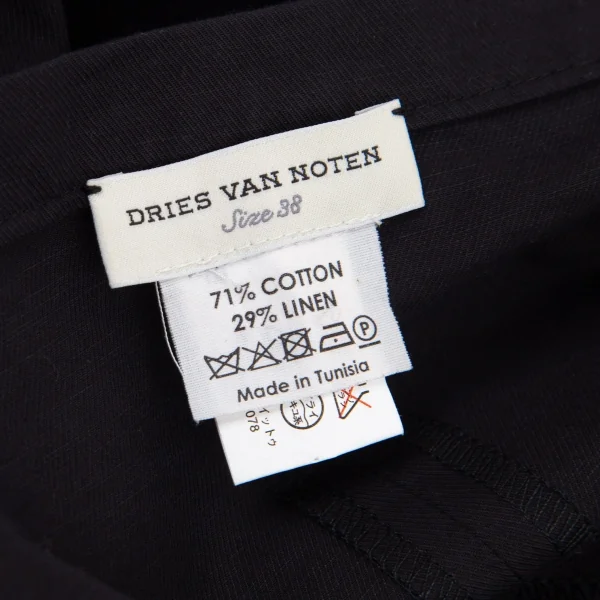 ドリスヴァンノッテンDRIES VAN NOTEN コットンリネンドレーププリーツスカート 紺38 K-99603_011