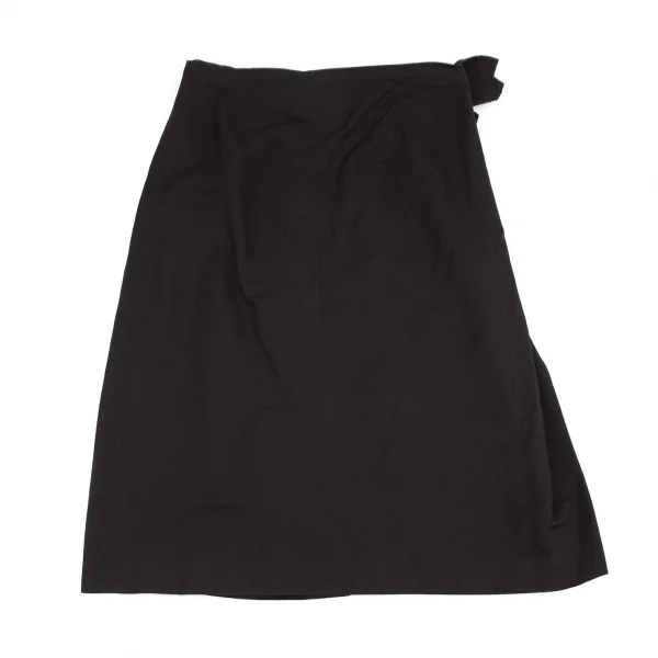 ドリスヴァンノッテンDRIES VAN NOTEN コットンリネンドレーププリーツスカート 紺38 K-99603_009