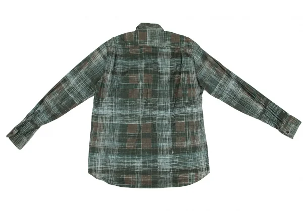 ドリスヴァンノッテンDRIES VAN NOTEN コットンかすれチェックシャツ 緑茶50 K-99649_011