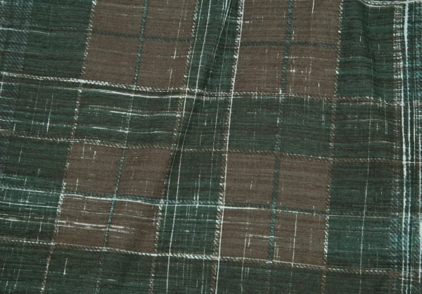 ドリスヴァンノッテンDRIES VAN NOTEN コットンかすれチェックシャツ 緑茶50 K-99649_012