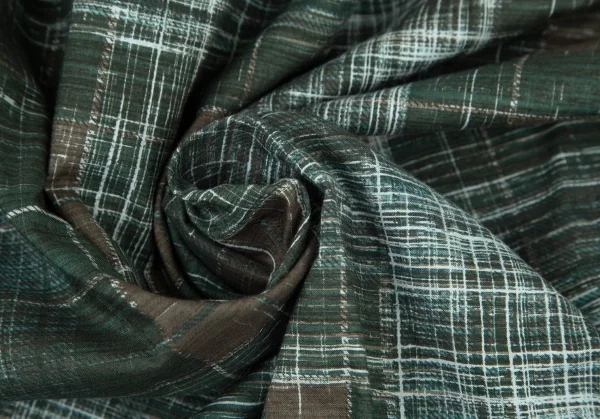 ドリスヴァンノッテンDRIES VAN NOTEN コットンかすれチェックシャツ 緑茶50 K-99649_013