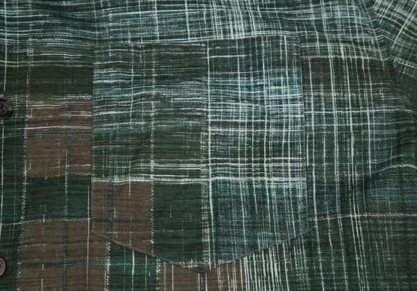 ドリスヴァンノッテンDRIES VAN NOTEN コットンかすれチェックシャツ 緑茶50 K-99649_004