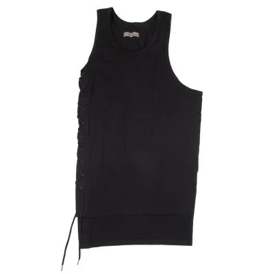 ワイズフォーメンY's for men コットンリネンサイド編み上げアシンメトリーロングタンクトップ