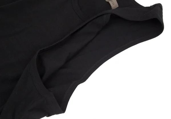 ワイズフォーメンY's for men コットンリネンサイド編み上げアシンメトリーロングタンクトップ 黒3 K-99655_003