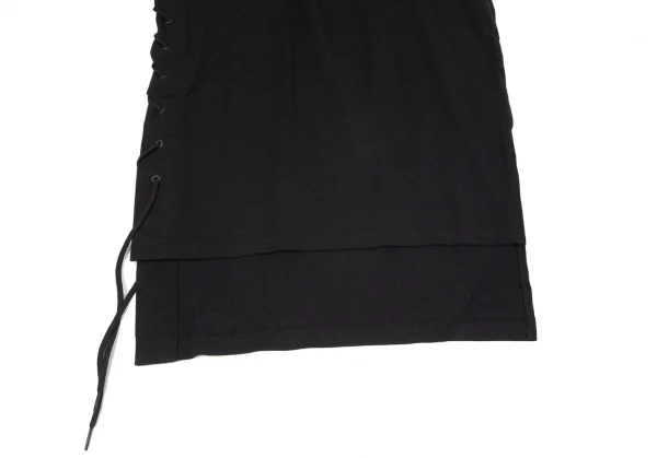 ワイズフォーメンY's for men コットンリネンサイド編み上げアシンメトリーロングタンクトップ 黒3 K-99655_005