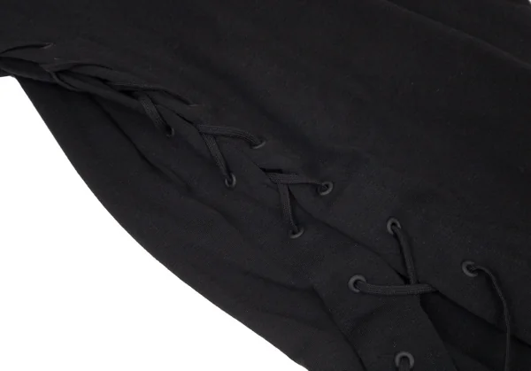 ワイズフォーメンY's for men コットンリネンサイド編み上げアシンメトリーロングタンクトップ 黒3 K-99655_006