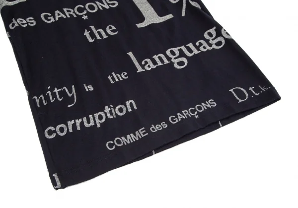 コムデギャルソンCOMME des GARCONS グリッターレタリングプリントTシャツ 黒シルバーM位 K-99720_005
