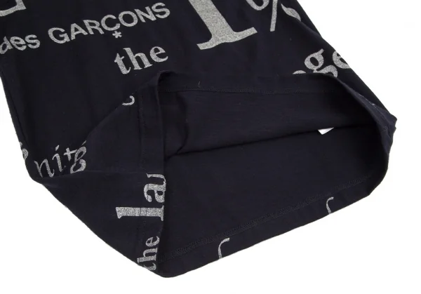 コムデギャルソンCOMME des GARCONS グリッターレタリングプリントTシャツ 黒シルバーM位 K-99720_006