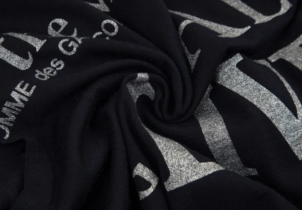 コムデギャルソンCOMME des GARCONS グリッターレタリングプリントTシャツ 黒シルバーM位 K-99720_008