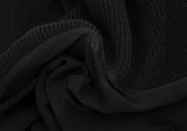 コムデギャルソンCOMME des GARCONS ボリュームニット切替シースルースカート 黒S K-99725_010