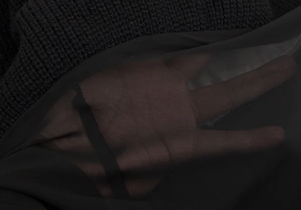 コムデギャルソンCOMME des GARCONS ボリュームニット切替シースルースカート 黒S K-99725_009