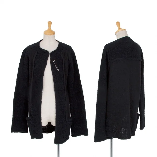 ワイズビスリミY's bis LIMI バイカラーニットピン留めジャケット 黒紺S K-99726_001