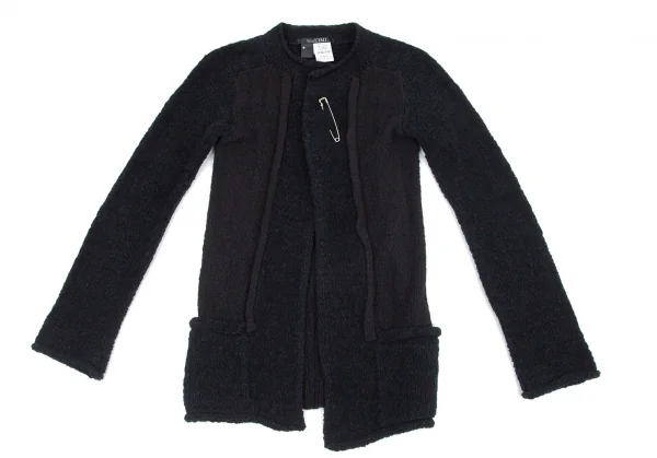 ワイズビスリミY's bis LIMI バイカラーニットピン留めジャケット 黒紺S K-99726_002