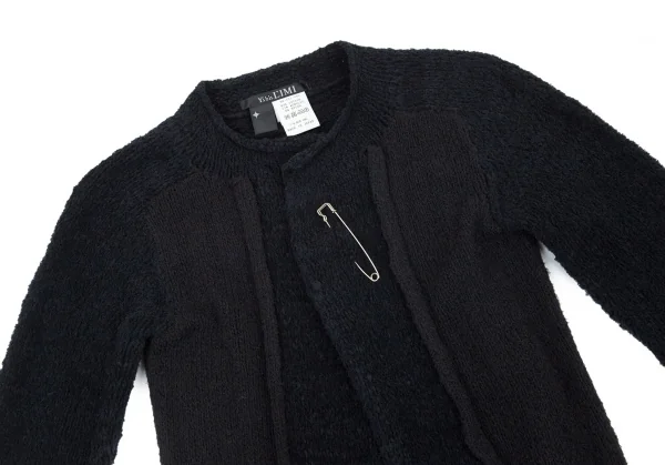ワイズビスリミY's bis LIMI バイカラーニットピン留めジャケット 黒紺S K-99726_003