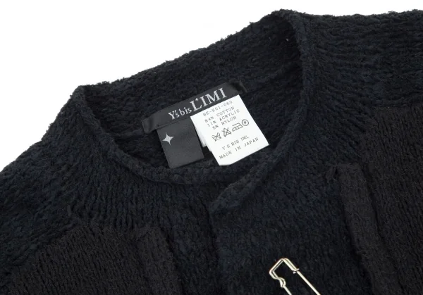 ワイズビスリミY's bis LIMI バイカラーニットピン留めジャケット 黒紺S K-99726_004