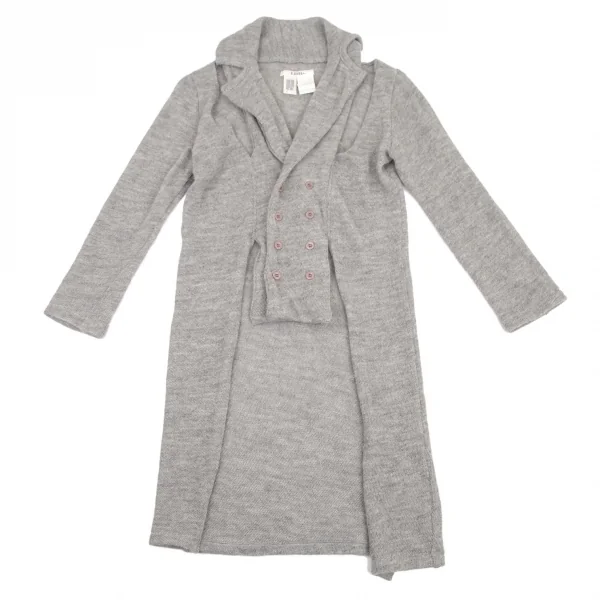 リミフゥLIMI feu アルパカニットカッティングデザインロングジャケット グレーS K-99729_002
