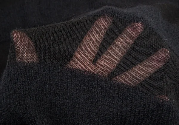 リミフゥLIMI feu シースルーボーダーVネックニット 黒S K-99730_010