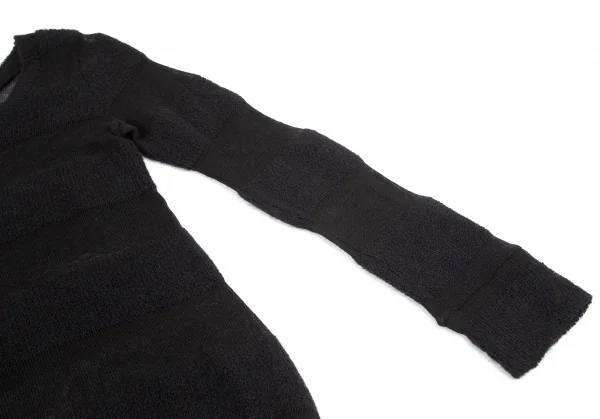 リミフゥLIMI feu シースルーボーダーVネックニット 黒S K-99730_005