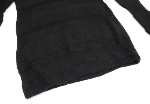 リミフゥLIMI feu シースルーボーダーVネックニット 黒S K-99730_007