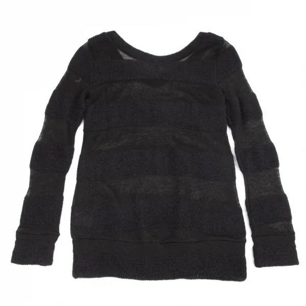 リミフゥLIMI feu シースルーボーダーVネックニット 黒S K-99730_009