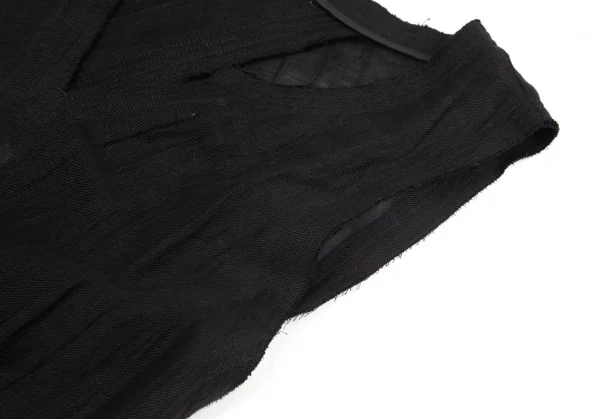 ヨウジヤマモト ファムYohji Yamamoto FEMME バイカラー裁ち切替ノースリーブワンピース 黒1 K-99745_005