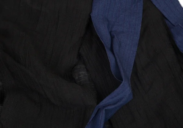 ヨウジヤマモト ファムYohji Yamamoto FEMME バイカラー裁ち切替ノースリーブワンピース 黒1 K-99745_011