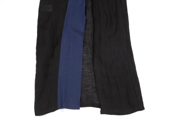 ヨウジヤマモト ファムYohji Yamamoto FEMME バイカラー裁ち切替ノースリーブワンピース 黒1 K-99745_012