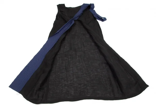 ヨウジヤマモト ファムYohji Yamamoto FEMME バイカラー裁ち切替ノースリーブワンピース 黒1 K-99745_013