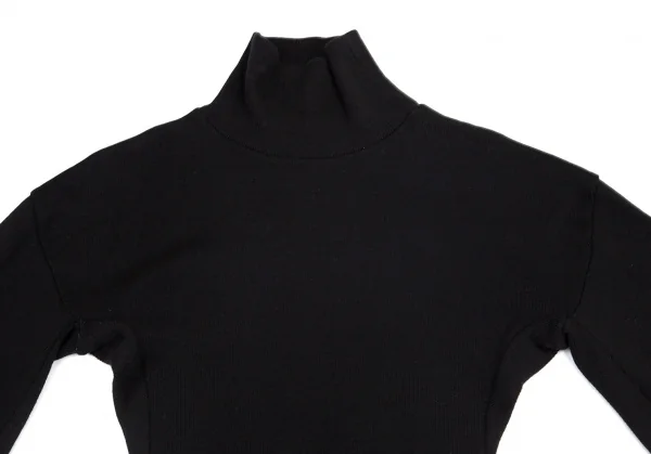 ヨウジヤマモト ファムYohji Yamamoto FEMMEハイネックバルーンスリーブリブニットワンピース 黒M K-99747_003